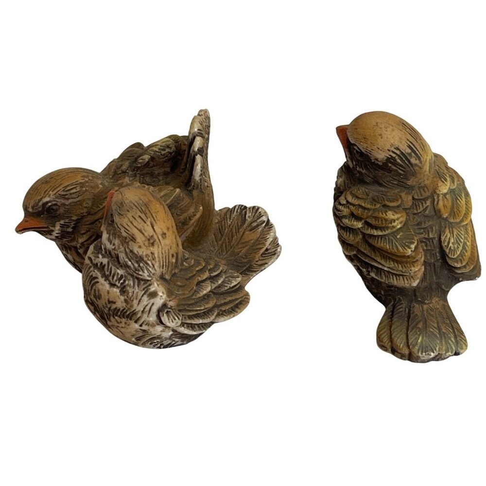 Sparrow Bird Italy Dipinto a Mano Brown Resin Figurines Set Lot Hand Painted VTG - Picture 5 of 15